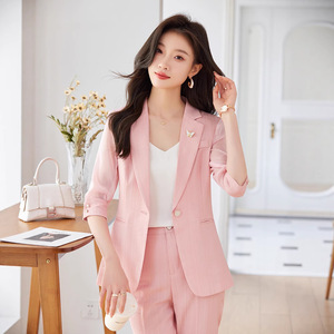Women's White Summer Blazer Three Quarter Sleeve Breathable Viscose Fiber Suit Jacket Elegant Professional Attire - Product Image 4