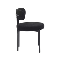 Chaises de restaurant en tissu Teddy avec structure en métal de style nordique moderne, revêtement en tissu noir, pour la salle à manger et l'hôtellerie
