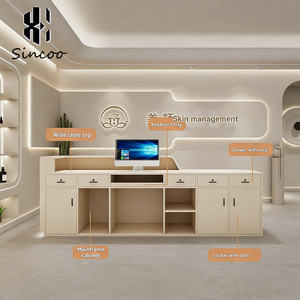 Modern Beauty Salon Reception <b>Desk</b> with LED Lights Durable Wood Custom Sizes for Spa <b>Nail</b> Salon Hospital & School Use - Product Image 3