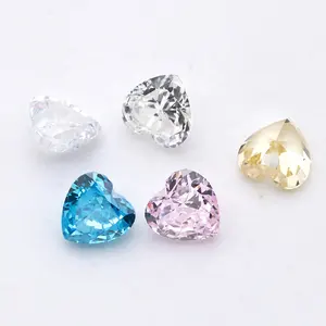 Wholesale factory directly AAAAAA cubic zirconia 8x8mm crushed iced cut synthetic CZ gems heart shape loose cz stones