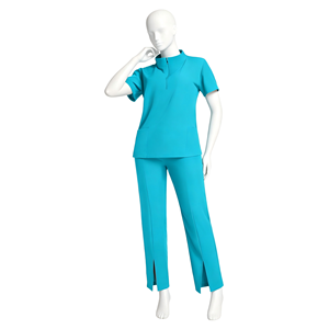 Conjunto de dos piezas con cuello en V para mujer, uniforme de trabajo informal y transpirable para salón de belleza, peluquería canina, hospital, enfermera - Product Image 1