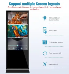 50インチ英語デジタルサイネージLCDタッチスクリーン床立っている<span class=keywords><strong>Android</strong></span> 4K解像度アニメーショングラフィックスOEM SDK広告 - Product Image 2