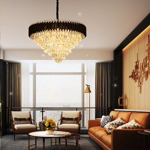 selling golden supplier High Ceiling Pendant Lighting Living Room Luxury Black <b>Chandelier</b> luxury with Crystal - Product Image 2