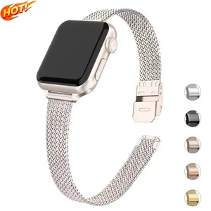 Forwelleny nuovo braccialetto cinturino in metallo per <span class=keywords><strong>Apple</strong></span> <span class=keywords><strong>Watch</strong></span> 11 10 9 44 45 49MM <span class=keywords><strong>Ultra</strong></span> acciaio inox Milanese cinturino per Iwatch 42MM 46MM - Product Image 1