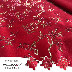 Nuevo diseño 95% Poliéster 5% Spandex Tela de terciopelo de Corea con brillo dorado para prendas de vestir - Product Image 5