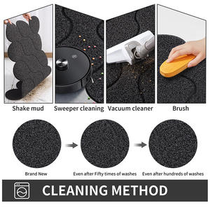 Tapis d'entrée rectangulaire gris foncé en PVC, antidérapant, résistant aux taches, couleur unie, pour hall d'entrée et salon - Product Image 5