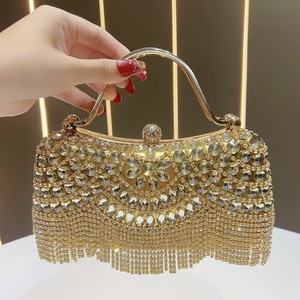 Bolsos de Noche Clásicos de Moda para Mujer al por Mayor a Precio de Fábrica, Bolsos de Mano con Cuentas de Cristal, Correa de Cadena de Poliéster, Cierre Magnético - Product Image 6
