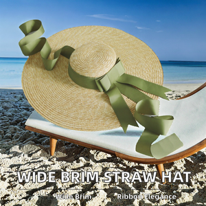 Chapeau de soleil souple en paille de blé pour femme avec fleur et nœud rayé, idéal pour le quotidien, les fêtes en extérieur et la plage, collection été - Product Image 2