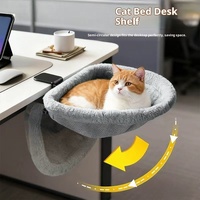 Lit pour chat à fixer sur le bureau, perchoir pour chat pivotant à 360 degrés, lit suspendu en peluche semi-circulaire pour économiser de l'espace, pour la maison et le bureau