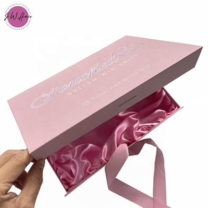 Jolie boîte cadeau à rabat magnétique doublée de satin boîte d'emballage de cheveux de luxe personnalisée avec logo - Product Image 3