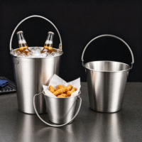 Seau à glace portable FLEY en acier inoxydable 304, seau à popcorn pour restaurant, bar, maison, fête, service de frites, poulet frit