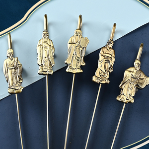 Marque-page et ouvre-lettre en bronze antique Confucius Lao Tzu, cadeau de sagesse du philosophe chinois ancien, décoration de bureau zen orientale - Product Image 4