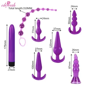 July 7 Pieces Combination Vibrator Anal Bead Butt Plug Stimulator Sex Toys For Male Women Products Anal Plug Set