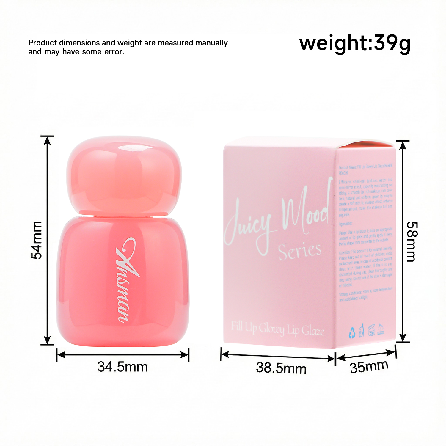 SheDiary Esmalte de Labios Color Melocotón Vidrioso 15ml