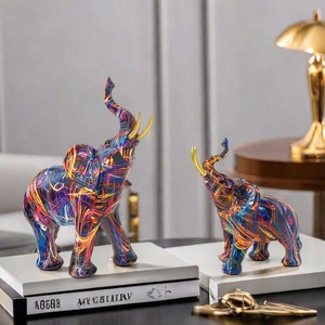 American Retro Folk Art Elephant <b>Ornament</b> Epoxy Resin Crafts Creative Home Decor Living Room Office Desktop Holiday Gifts - Product Image 3