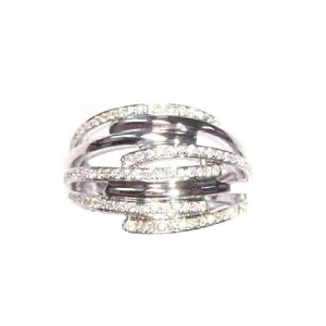 Nouvelle Arrivée Design Tendance Or Blanc 18K Diamant Véritable Sertissage Pavé Classique Bagues Épaisses Torsadées pour Fiançailles, Fêtes et Anniversaires - Product Image 1