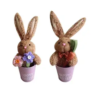 手工复活节兔子装饰花盆糖果储物桌桌面复活节兔子娃娃