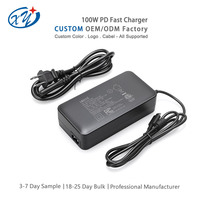 Fuente de Alimentación de Escritorio USB Tipo-C PD de 100W OEM ODM, Enchufe Estadounidense de 2 Pines, Puerto USB-A Dual, Cargador para Portátil, Aprobado por ETL