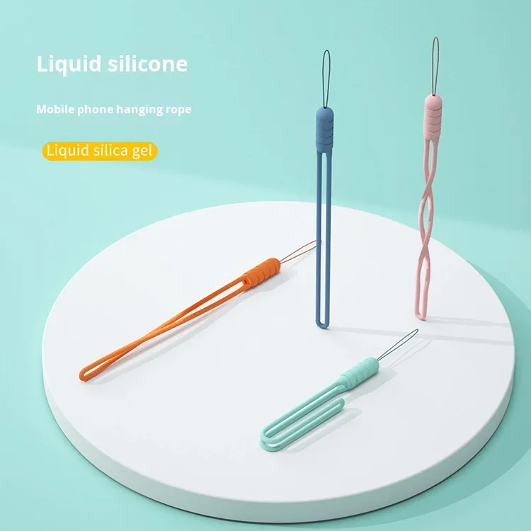 Wholesale Unisex Silicone Mobile Phone Lanyard & Headphone Case Accessories Liquid Silicone Wrist Strap Logo Printing Available Image 2