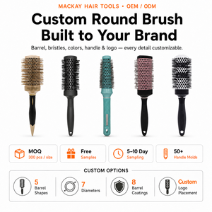Outil de salon professionnel avec emballage personnalisé <span class=keywords><strong>brosse</strong></span> à cheveux <span class=keywords><strong>ronde</strong></span> <span class=keywords><strong>en</strong></span> céramique avec logo privé nano technologie pour cheveux bouclés droits - Product Image 6