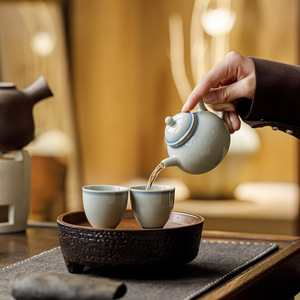 Guanlan Ice Terrace Glazed Ceramic Teapot And <b>Teacup</b> Set Durable Office Tea Set Gift Box - Product Image 3