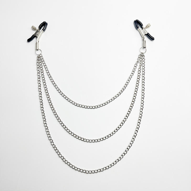 Silver and black clip + silver chain 30 + 40 + 50CM