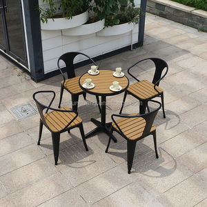 Mobili da giardino da pranzo in legno da giardino in <span class=keywords><strong>plastica</strong></span> da caffè set di tavolo e sedia - Product Image 6