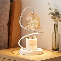 Lampe chauffe-bougie électrique esthétique avec base en bois moderne, brûleur de cire sans flamme sûr pour la décoration intérieure