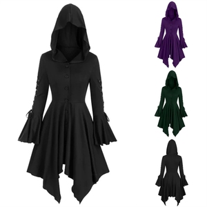 Gabardina Larga Vintage para Mujer, Capas con Capucha, Manga Larga, Dobladillo Irregular, Disfraz Punk para Halloween, Ropa Gótica Femenina - Product Image 1
