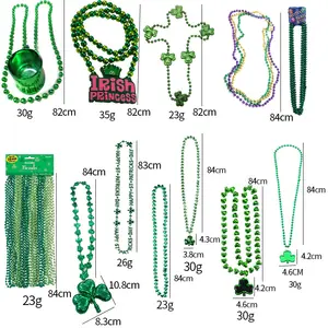 День Святого Патрика, пластиковые стеклянные бусы, ожерелье, Зеленый Клевер, вечернее ожерелье, пластиковый шамрок, кулон, ожерелье, День Святого Патрика