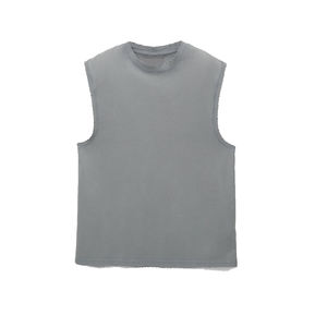 Camiseta sin mangas de algodón tejido para hombre Racerback, con aberturas anchas en los brazos para mayor movilidad, cómoda, transpirable y ecológica para gimnasio, correr y entrenar. - Product Image 1