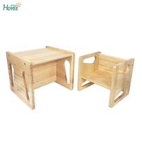 Table et chaise de sevrage Montessori Table et chaise en bois massif pour tout-petits Ensemble table et chaise cube à 2 niveaux de hauteur pour les tout-petits