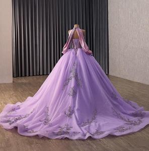 Vestido de Quinceañera Moderno y Soñador Aurtertx ZR9987, Degradado Morado, con Espalda Descubierta, Gargantilla de Perlas, para Fiesta de Quince Años - Product Image 5