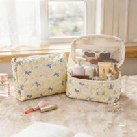 Pochette à maquillage florale matelassée Qetesh, logo personnalisé, grandes et petites tailles, trousse de toilette