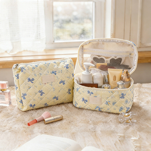 Pochette à maquillage florale matelassée Qetesh, logo personnalisé, grandes et petites tailles, trousse de toilette - Product Image 6