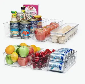 6 Set plastik şeffaf mutfak konteyner kiler dolabı organize bidonları kolları ile buzdolabı kutuları organizatör