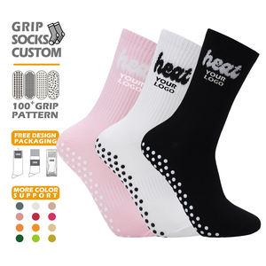 Нескользящие женские носки для йоги и пилатеса средней длины, для занятий спортом в помещении, дышащие, с захватом для фитнеса, весенние, с возможностью нанесения логотипа - Product Image 1