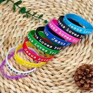 Pulseras de Silicona con la Frase 'Jesús Te Ama', Pulseras de Goma Cristianas Motivacionales, Pulsera Religiosa Inspiradora, Regalos para la Iglesia - Product Image 3