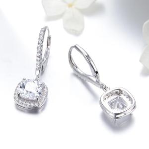 SCE520 Women's Fashion Geometric Stud Earrings 925 <strong>Silver</strong> with Big Square Diamond CZ Stone Zircon Dangle <strong>Ear</strong> <strong>Cuff</strong> Hoop for Girls - Product Image 3