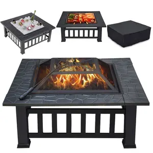 Moderne HD-Designs Feuerstelle im Freien Moderne Holzöfen BBQ Pit Bonfire mit Spark Screen und Kamin Poker