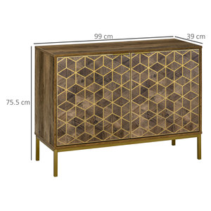HOMCOM Gabinete de entrada moderno con decoraciones doradas y patas de acero, 99x39x75,5 cm - Product Image 3