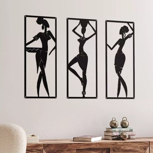 3 Piezas de Arte Mural Abstracto Minimalista Boho Africano <span class=keywords><strong>en</strong></span> Metal Negro, Decoración Geométrica para Pared, Sin Ganchos para Colgar - Product Image 1