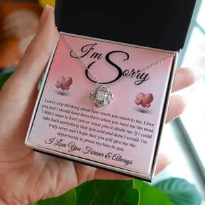 Collier Pendentif Nœud d'Amour Classique en Cuivre Personnalisé avec Carte Texte – Cadeau de Pardon et de Réconciliation pour Partenaire - Product Image 4