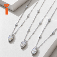 Pendentif Prêt à Expédier en Argent Sterling 925 avec Moissanite DVVS, Sertissage Halo Marquise et Chaîne Câble, Testeur de Diamant
