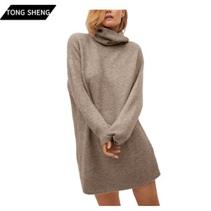 Donna Maglieria di <span class=keywords><strong>Lana</strong></span> Dolcevita Etero Manica Lunga di Grandi Dimensioni Pullover Vestito Dal Maglione di Cachemire - Product Image 1