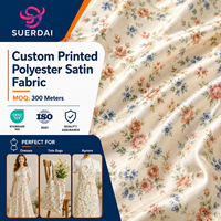 Tissu satiné en polyester imprimé floral Ditsy pour textile de maison, 140 GSM, doux et confortable, vente en gros par rouleau