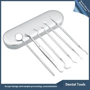 Set penghilang kalkulus gigi karang gigi, alat <span class=keywords><strong>Dental</strong></span> pinset cermin mulut baja tahan karat 3 buah - Product Image 2