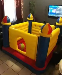 Château gonflable Hualong bleu et jaune à thème avec deux toboggans, équipement d'amusement pour enfants de qualité commerciale - Product Image 2