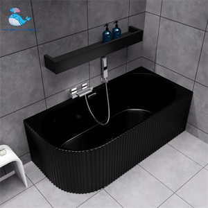 <span class=keywords><strong>Vasca</strong></span> da <span class=keywords><strong>Bagno</strong></span> Angolare Moderna e Lussuosa in Acrilico, Semi-Autonoma, Grande <span class=keywords><strong>Vasca</strong></span> da <span class=keywords><strong>Bagno</strong></span> Nera Scanalata per Immersione Profonda - Product Image 1