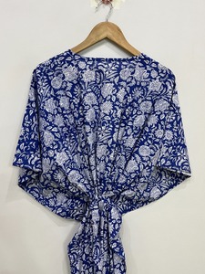 Caftán Corto de Seda Pura, Talla Única, Holgado y Cómodo para Cualquier Talla, Aproximadamente 47 Pulgadas, Proveedor de la India - Product Image 6